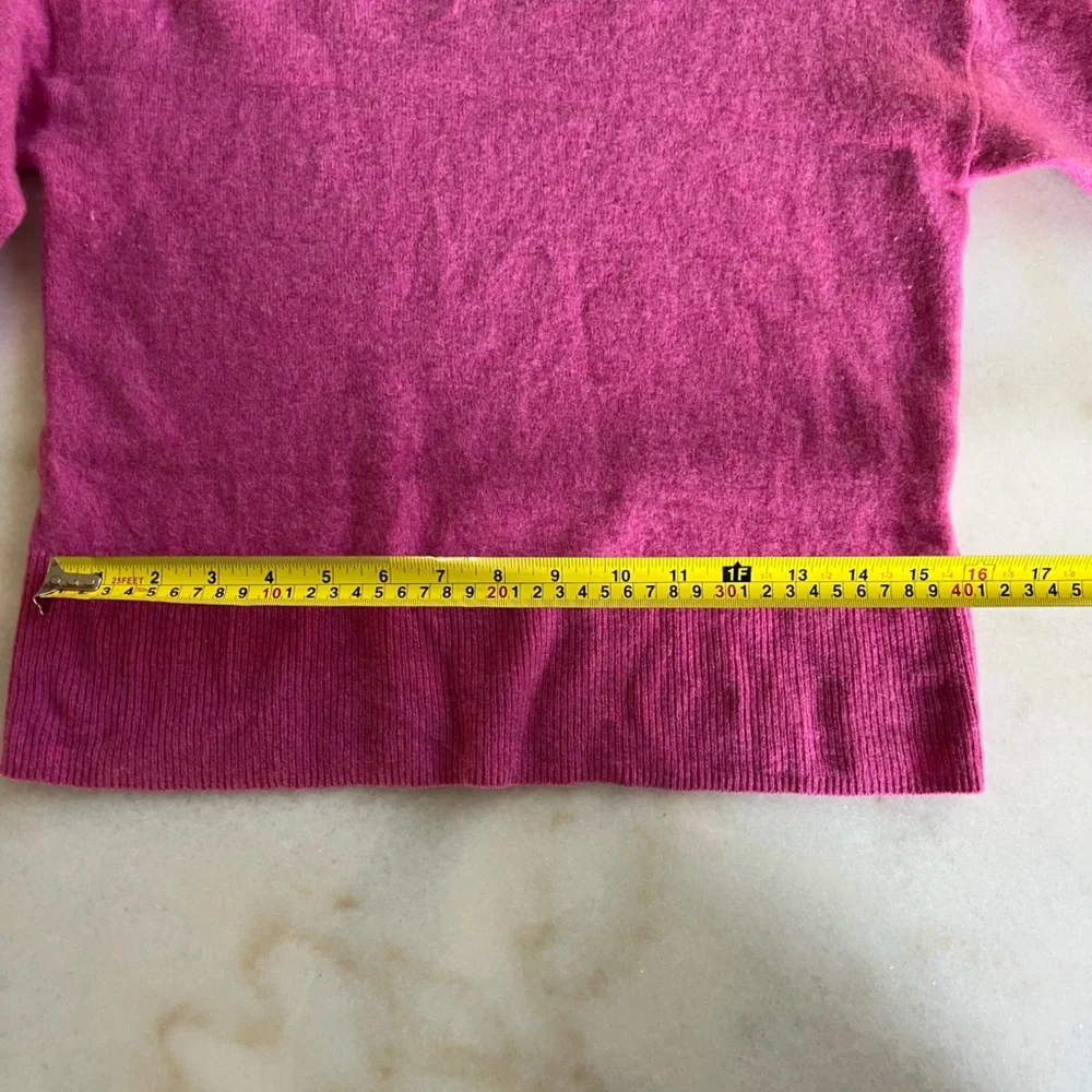 100% Cashmere Rachel Zoe Hot Pink Fuzzy Cozy Sweater Crew Scoop Neck Cardigan